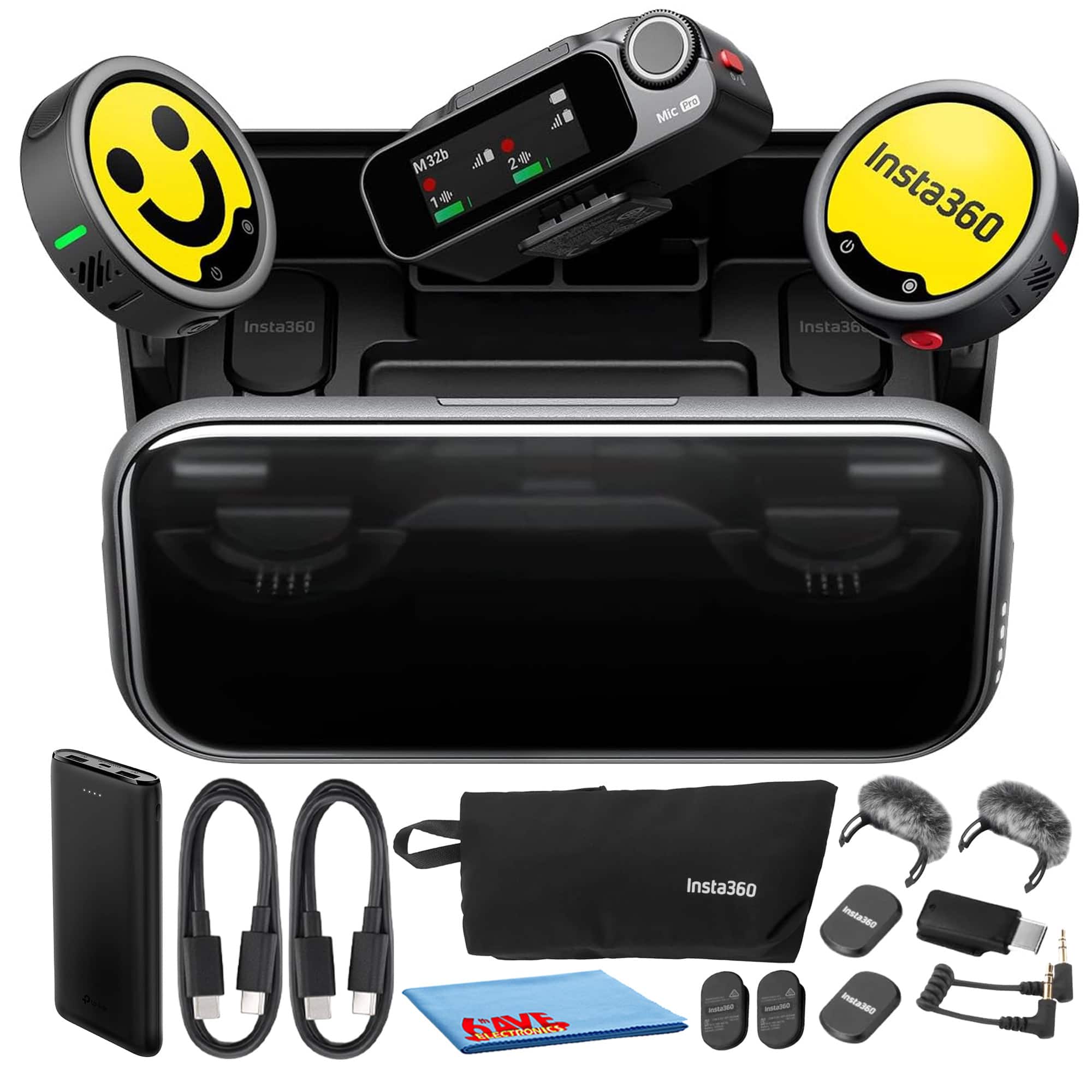 Insta360 - Mic Pro 2-Person Wireless Microphone System 2.4 GHz - Black