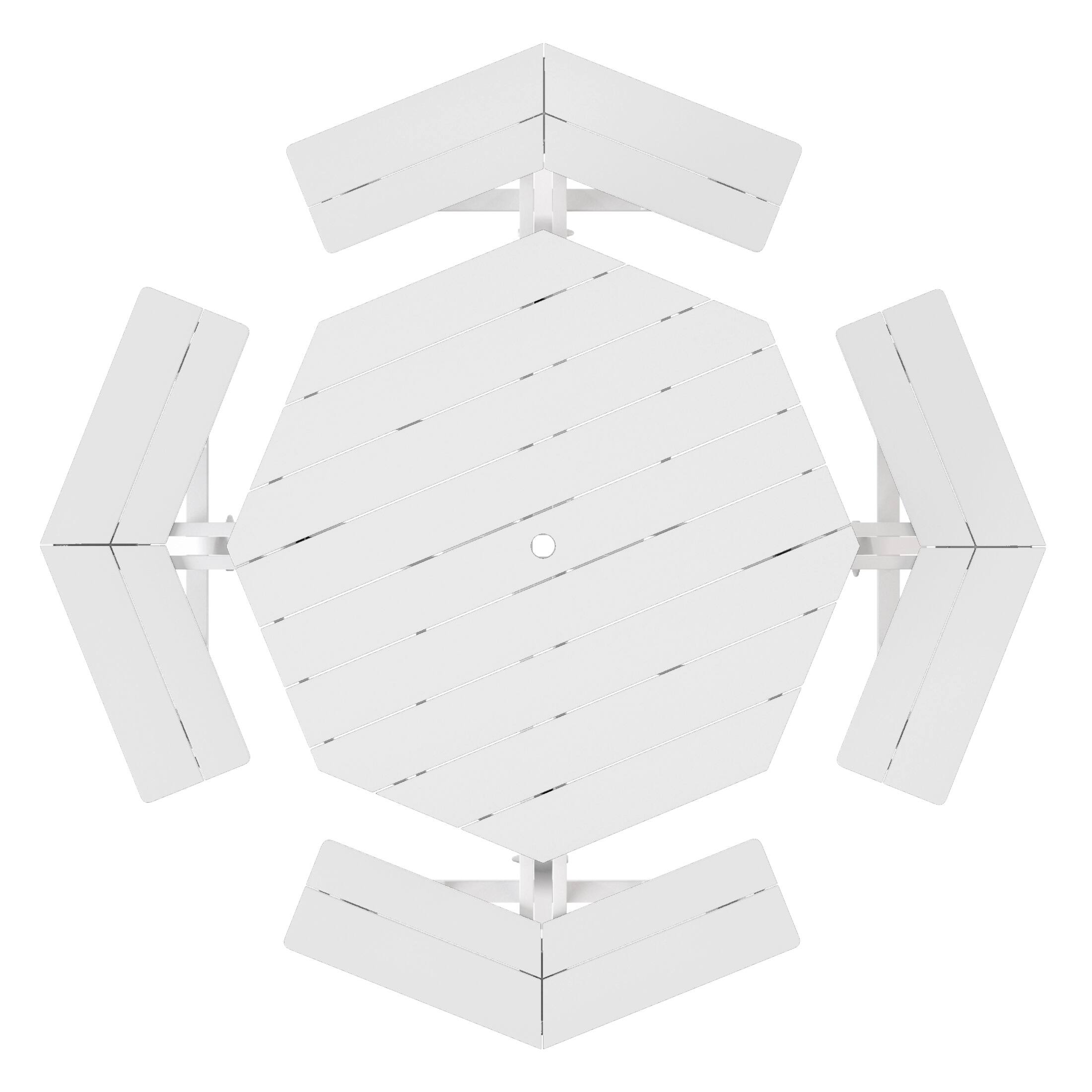 Back. WestinTrends - WestinTrends Greenville Outdoor 48" HDPE 8-Person Patio Octagon Picnic Table - White.
