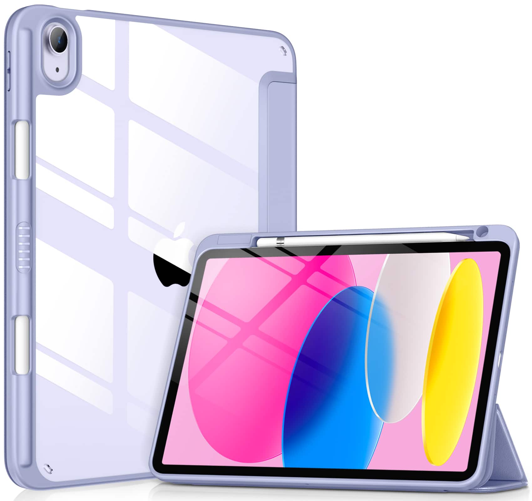Front. DTTO - Case for iPad (A16) 11-inch 2025 and iPad 10th Generation 10.9 Inch 2022, Clear Back and TPU Shockproof Frame Cover - Blue Purple.