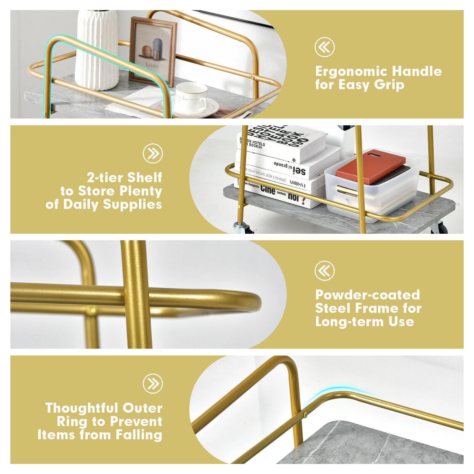 SME Ergonomic Handle for Easy Grip
2-tier Shelf to Store Plenty of Daily Supplies
Powder-coated Steel Frame for Long-term Use
Thoughtful Outer Ring to Prevent Items from Falling