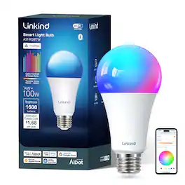 Linkind - A21 Smart LED Bulb, Matter Compatible, 1600lm Color Changing (1 Pack) - Multicolor