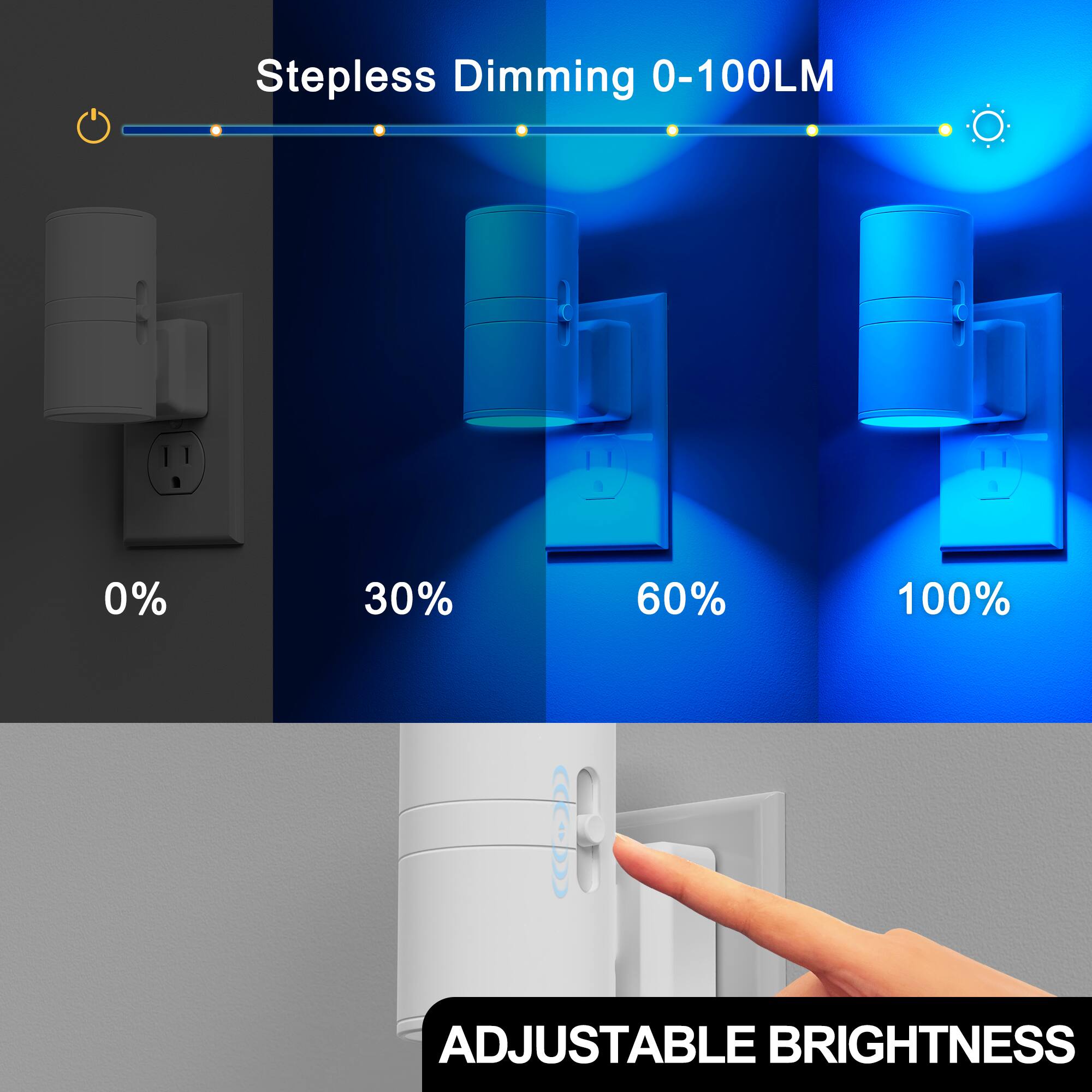 Stepless Dimming 0-100LM  
0%  
30%  
60%  
100%  
ADJUSTABLE BRIGHTNESS