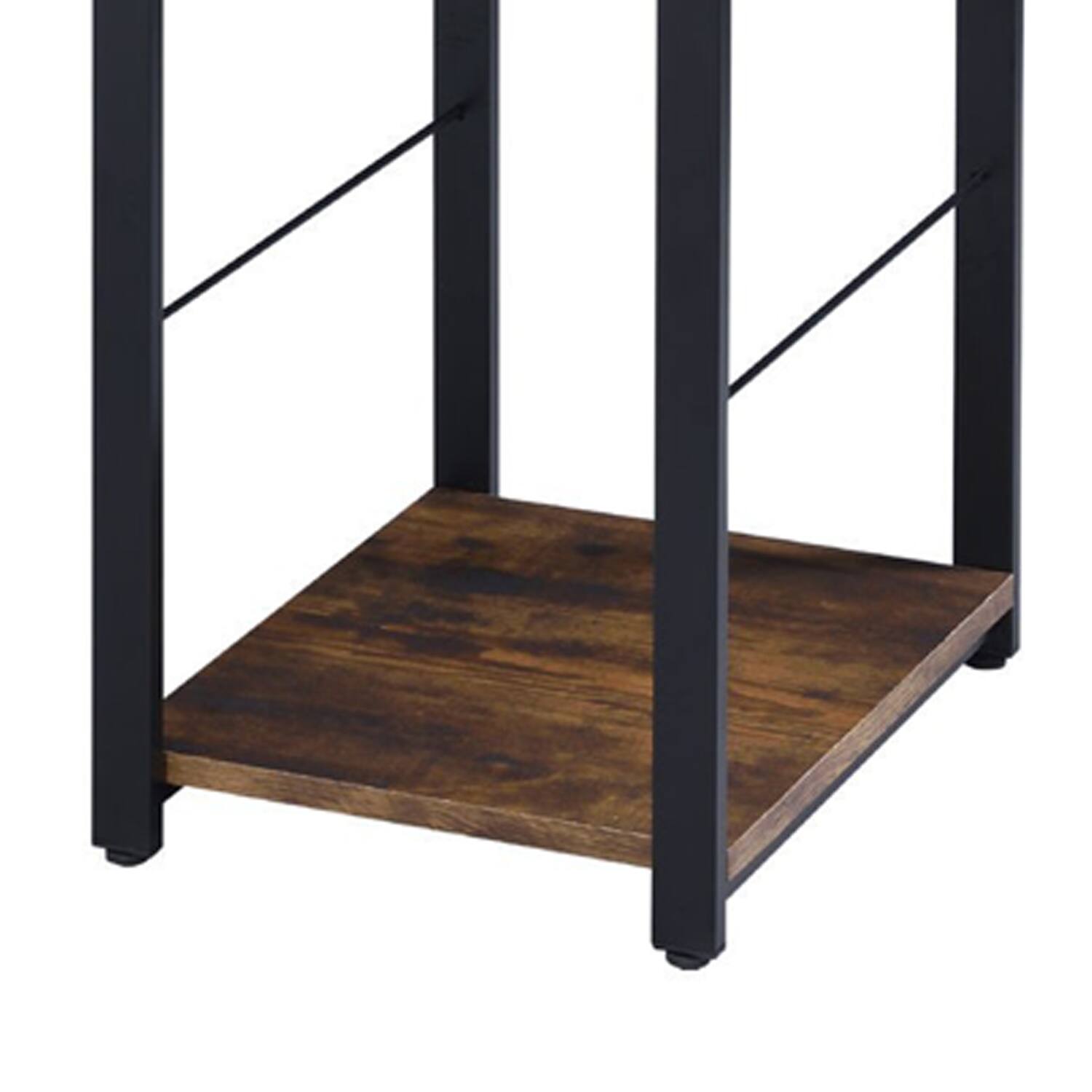 Back. Manhattan Lane - Writing Desk with 2 Tier Shelves and Tubular Metal Legs, Brown and Black - Brown and Black.