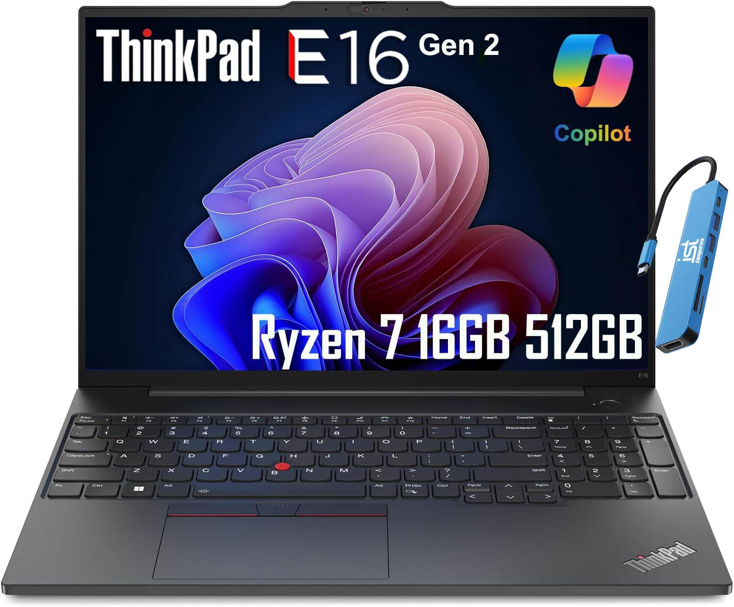 Lenovo - ThinkPad E16 Gen 2 16" WUXGA Laptop - AMD Ryzen 7 with 16GB Memory - 512GB SSD - Backlit - Windows 11 Pro - Black