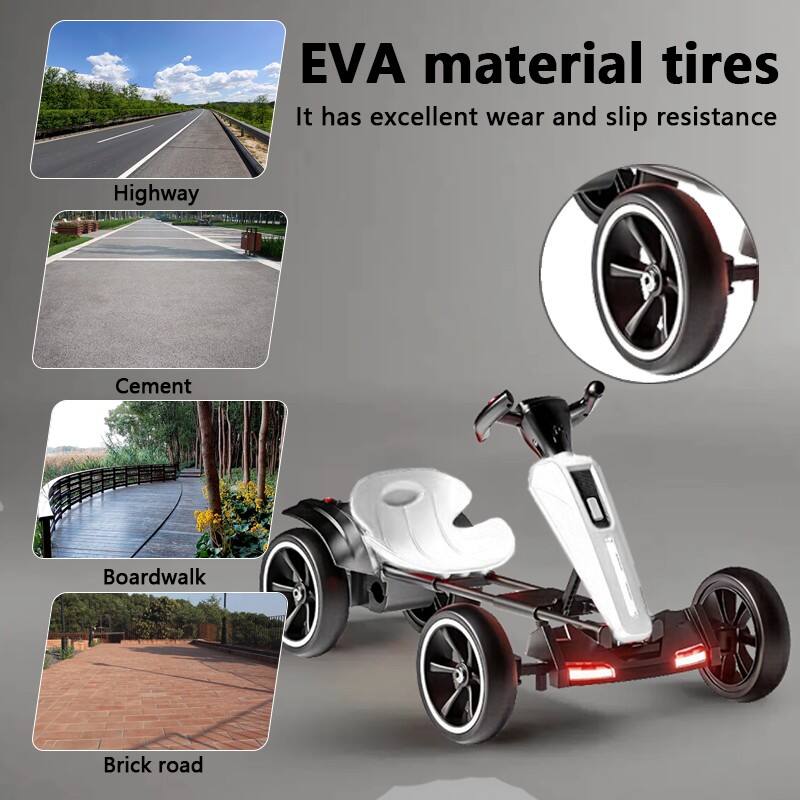 EVA material tires  
It has excellent wear and slip resistance  

Highway  
Cement  
Boardwalk  
Brick road