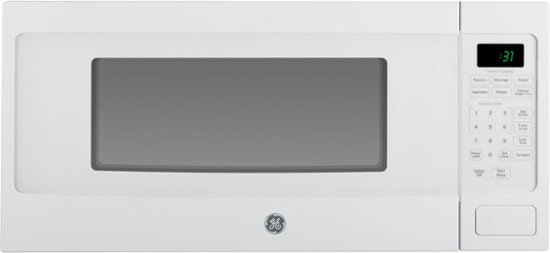 Front Zoom. GE - Profile Series 1.1 Cu. Ft. Mid-Size Microwave - White on white.