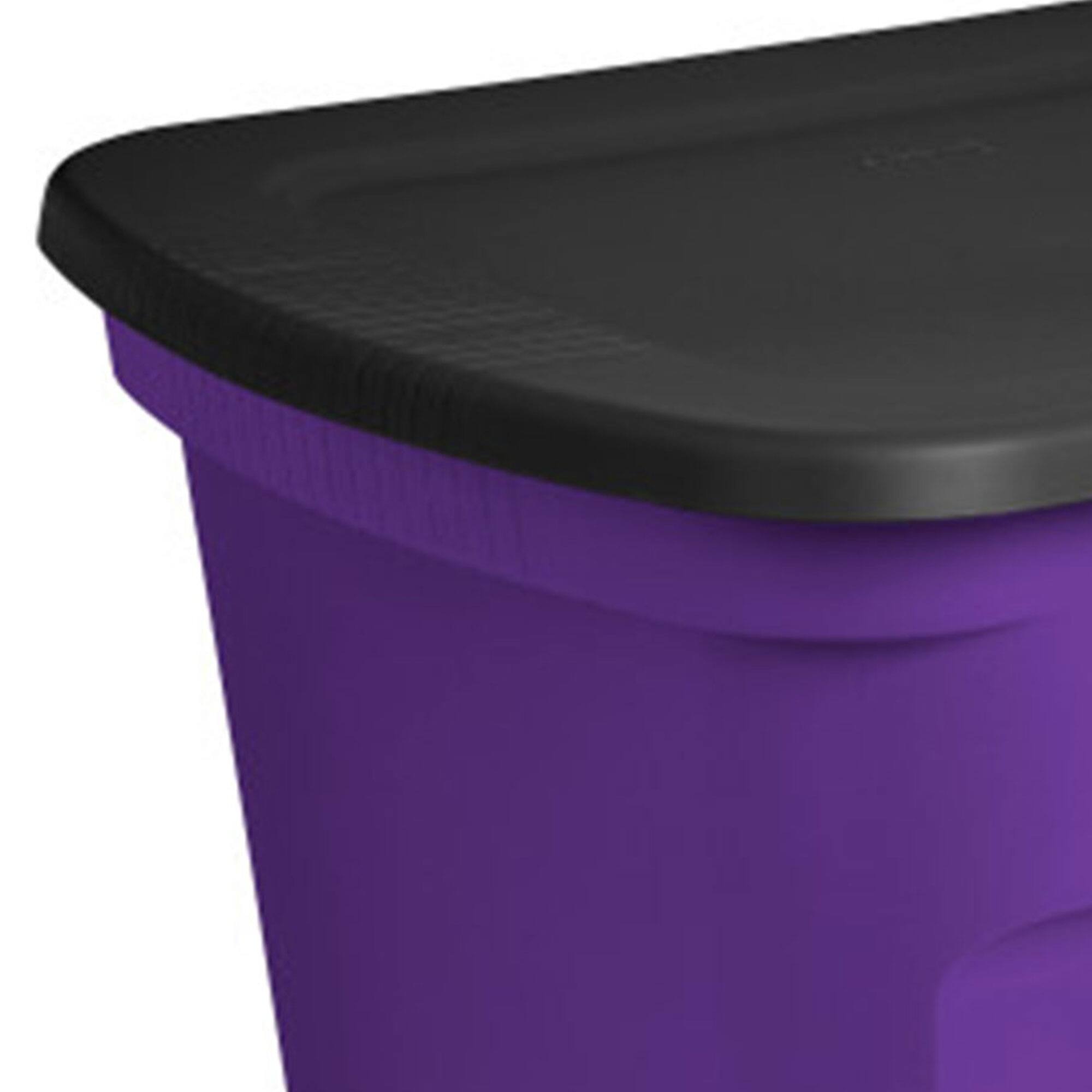 Alt View 4. Sterilite - Sterilite 18 Gallon Storage Tote Stackable Plastic Bin with Lid, Purple, 24 Pack - Purple.