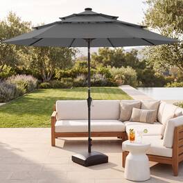 Best Choice Products - 10ft 3-Tier Patio Umbrella, Market Sun Shade w/ Tilt Adjustment, Easy Crank - Slate