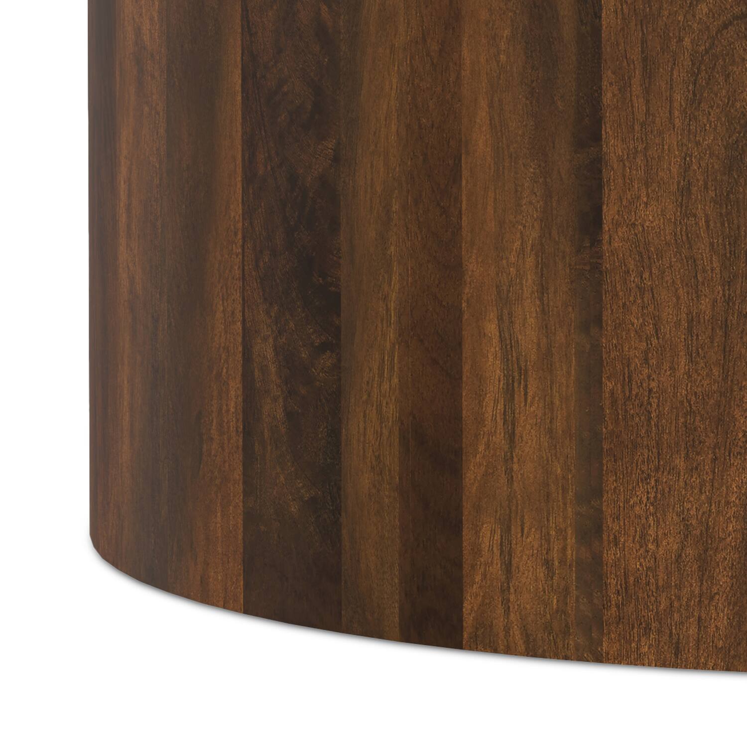 Alt View 6. Simpli Home - Millbury SOLID MANGO WOOD 36 inch Wide Round Contemporary Drum Coffee Table in Walnut Brown, Fully Assembled - Walnut Brown.