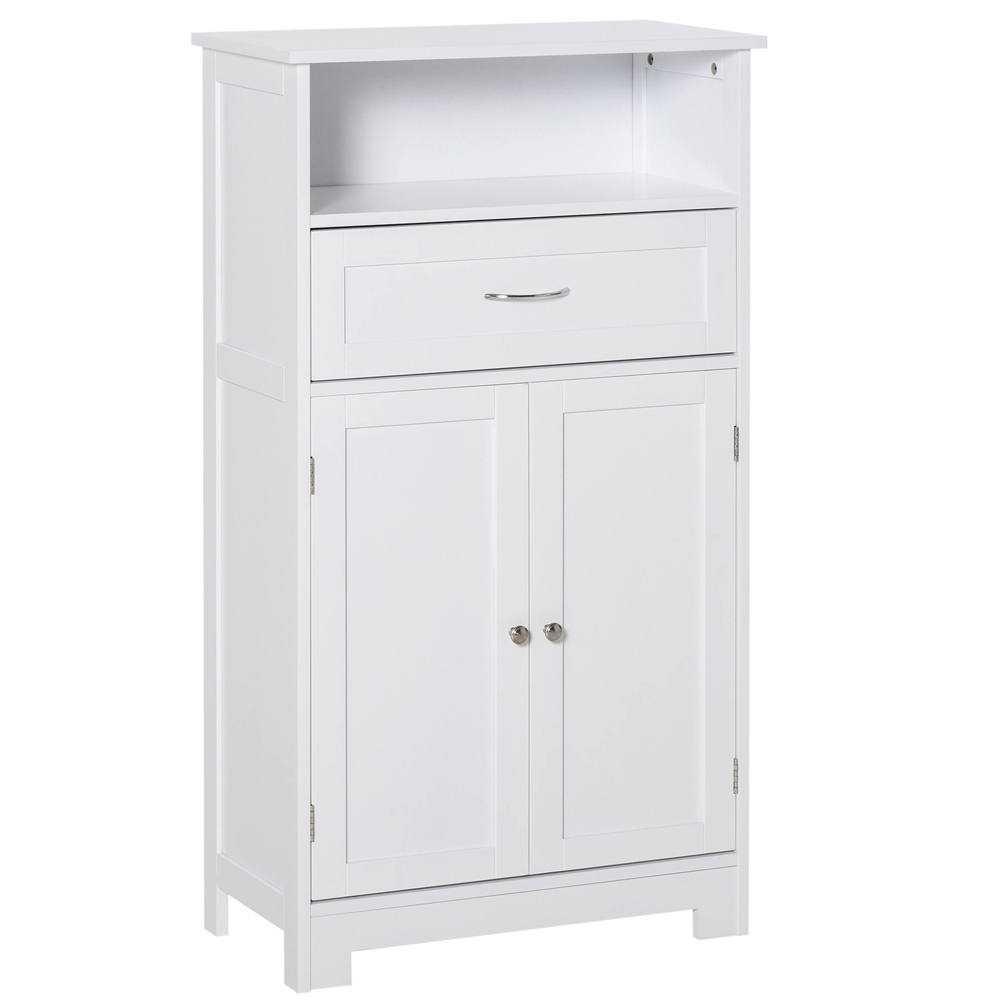 Front. Kleankin - Modern Bathroom Floor Cabinet, Free Standing Storage Cabinet, Linen Cabinet with Drawer and Adjustable Shelf - White.