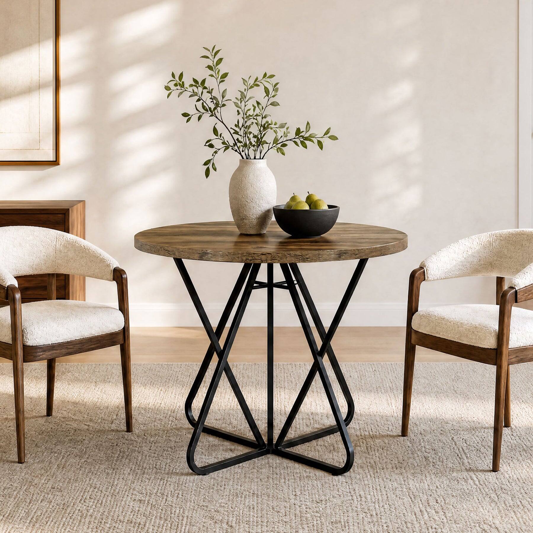 Tribesigns Farmhouse Dining Table with Metal Frame and Wood Grain ...