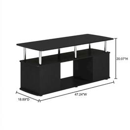 FurniFact - TV Stand for TVs up to 50 Inches with Open Shelves - Dark Americano