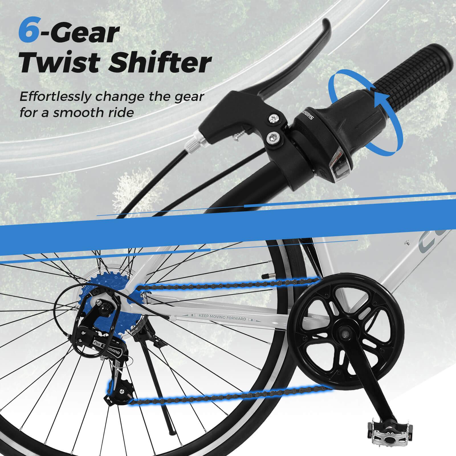 6-Gear Twist Shifter  
Effortlessly change the gear for a smooth ride