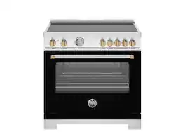 Bertazzoni - 36" Master Series Induction Range - Nero Matt/Gold - Black