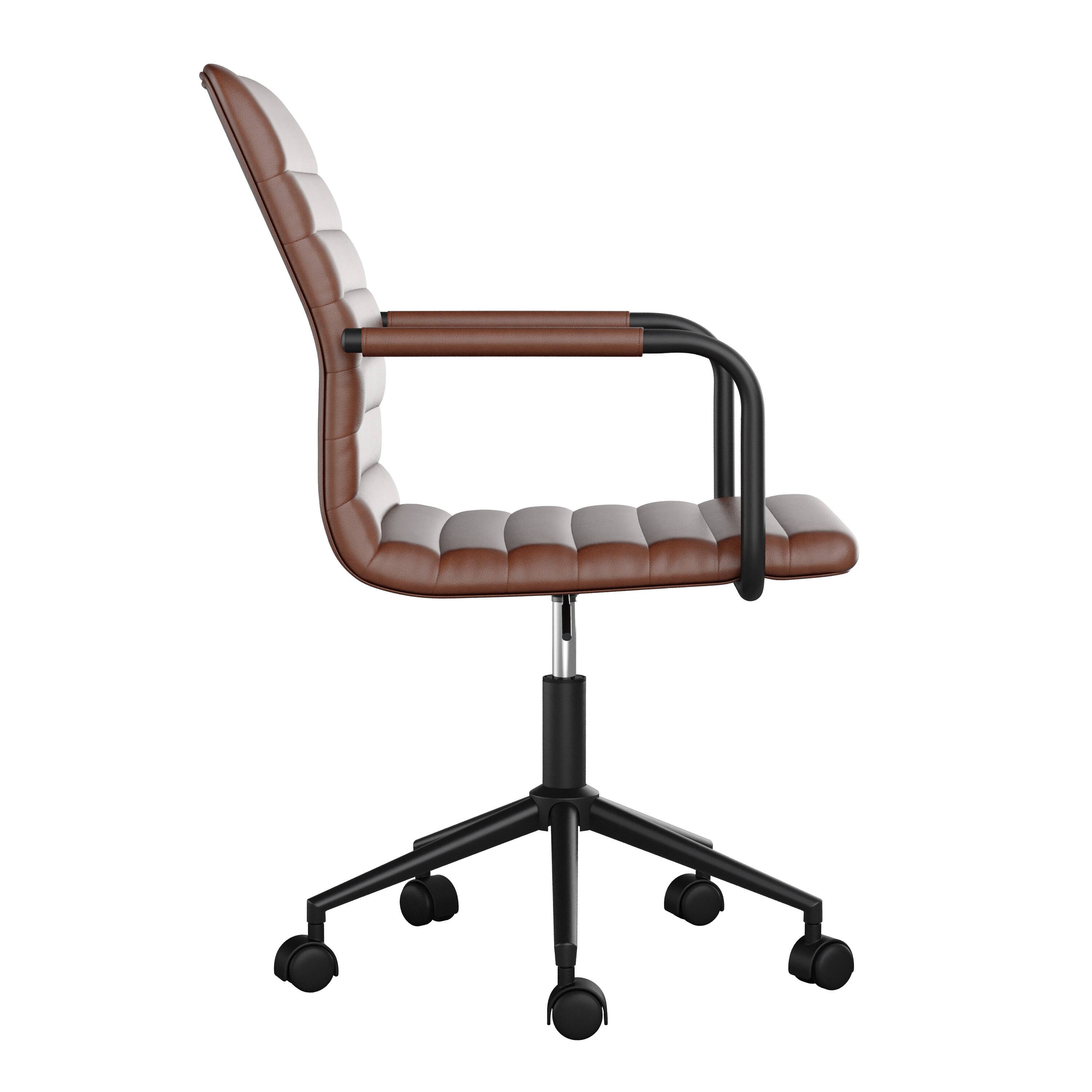Alt View 20. Martha Stewart - Taytum Faux Leather Office Chair - Saddle Brown Faux Leather/Oil Rubbed Bronze.