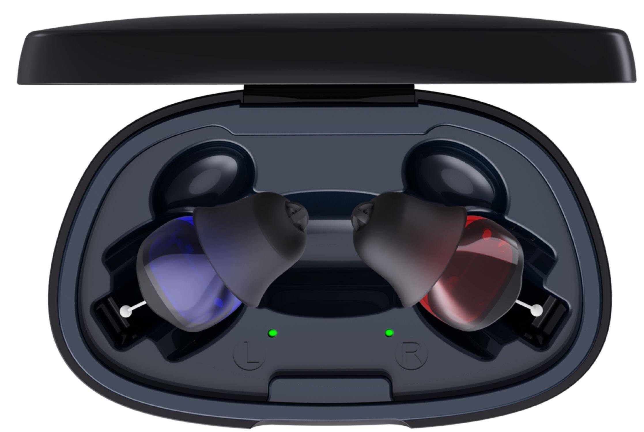 Angle. LINNER - LINNER Saturn 2 OTC Rechargeable Hearing Aids for Seniors, Discreet & Noise-Canceling - Black.