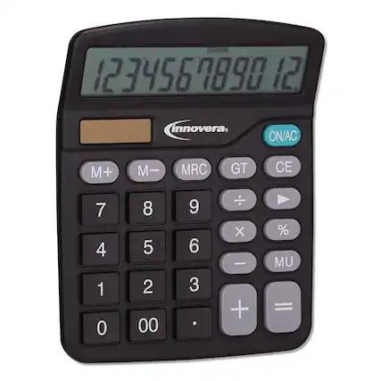 ERROR 1234567890 12
innovera
ON/AC M+ M- MRC GT CE 7 8 9 ÷ 4 5 6 × 1 2 3 - 0 0 . + = % MU