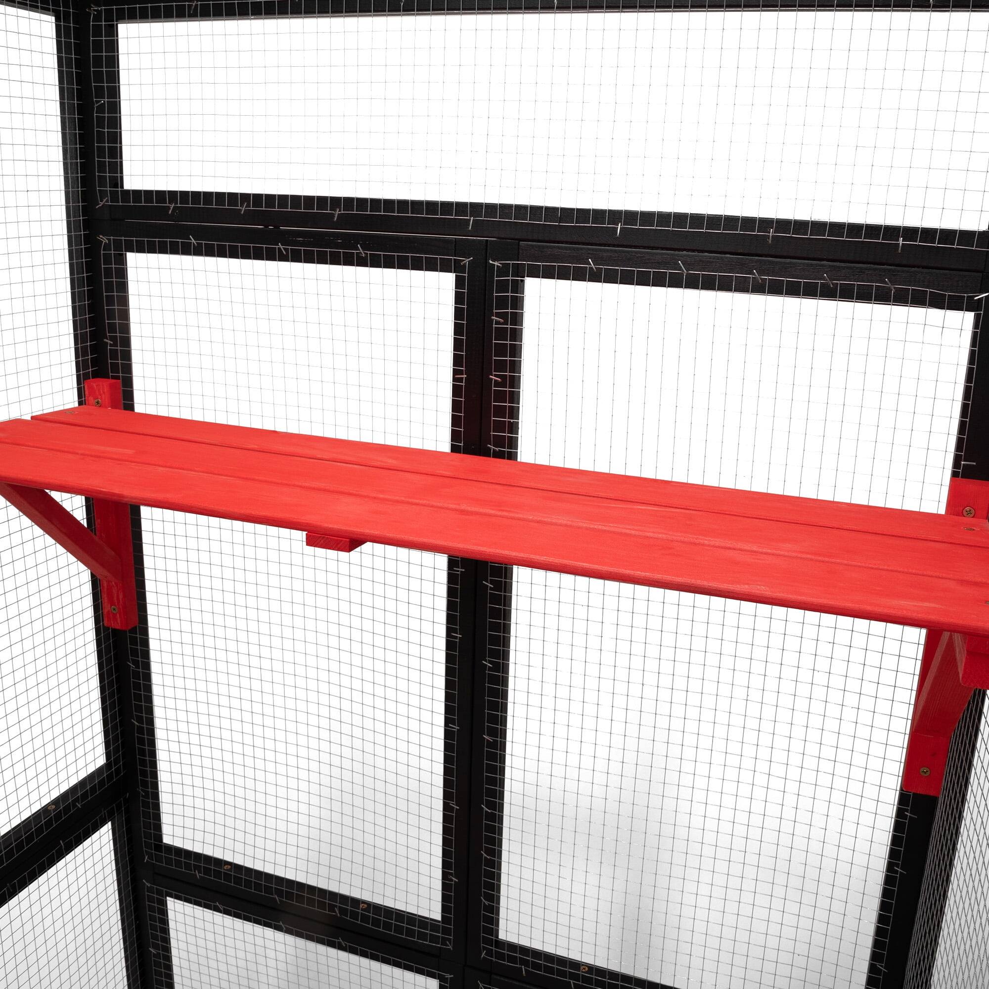 Alt View 7. Pefilos - 64" Cat House Outdoor Catio Cat Enclosures Wooden Kitty House with Platforms, Waterproof Roof, Hammock.