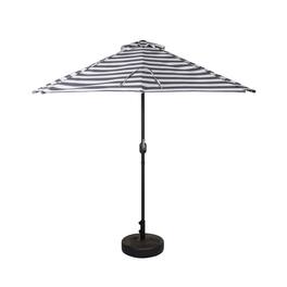 WestinTrends - Lanai 9 ft. Aluminum Half Market Crank Lift Patio Umbrella with Base - Black/White