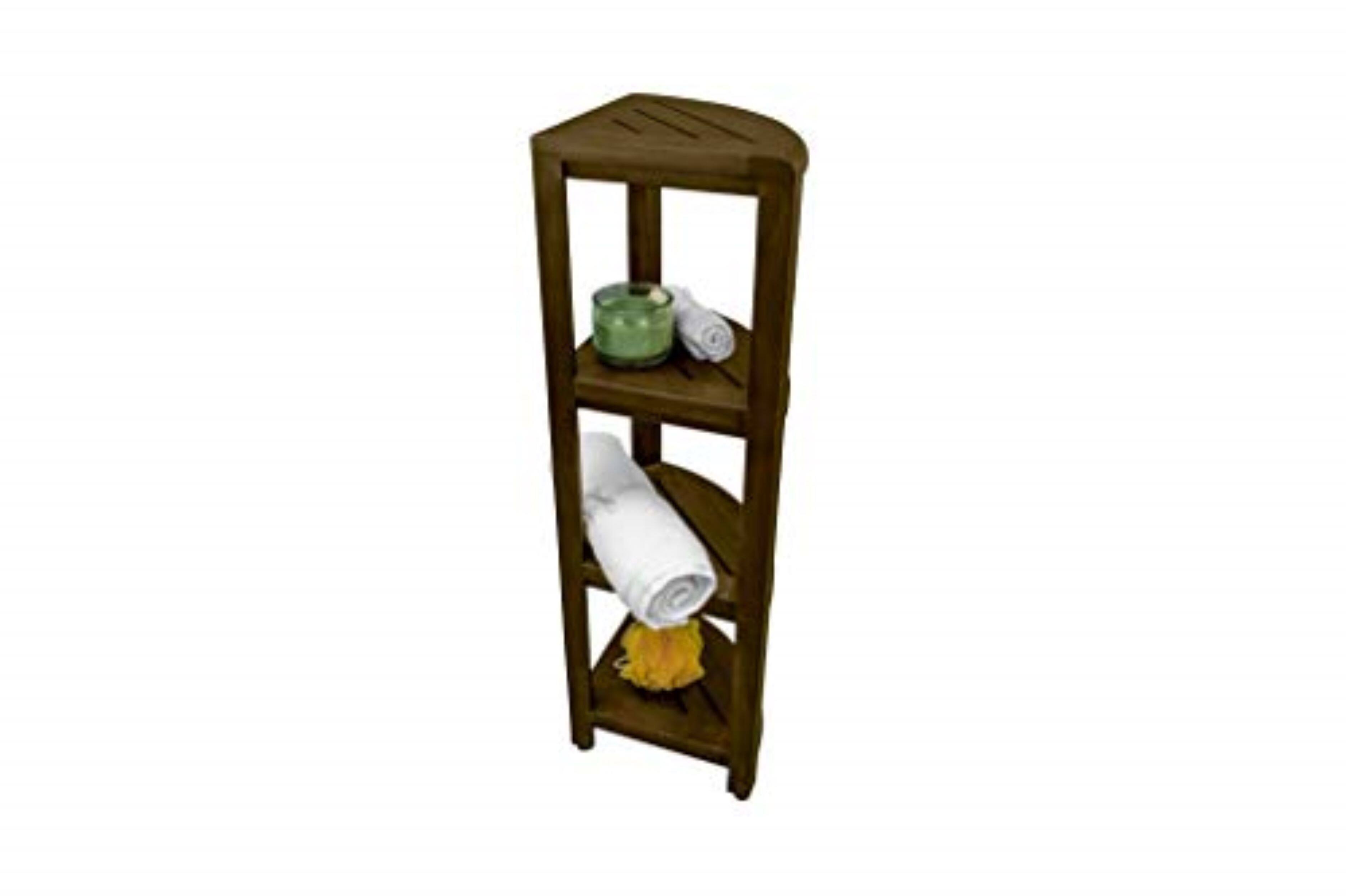 Angle. DecoTeak - DecoTeak SnazzyCorner 38" Teak Wood 4-Tier Corner Shelf in Woodland Brown Finish - Woodland Brown.