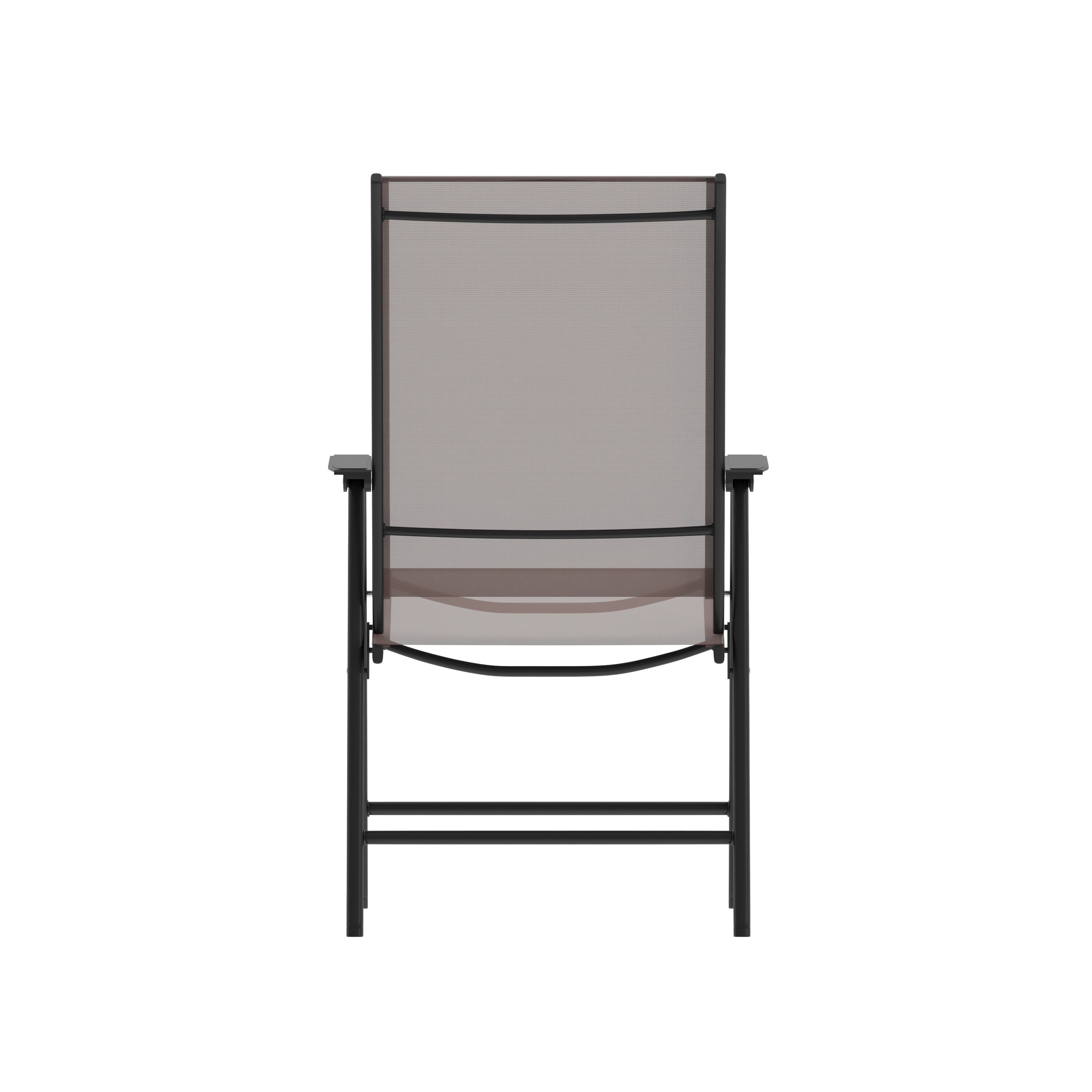 Alt View 8. Emma + Oliver - Outdoor Folding Patio Sling Chair / Portable Chair (2 Pack) - Brown.