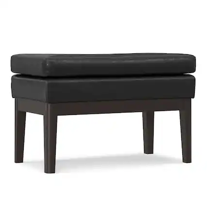 Front. Simpli Home - Carlson Small Ottoman Bench in Distressed Black - Distressed Black.