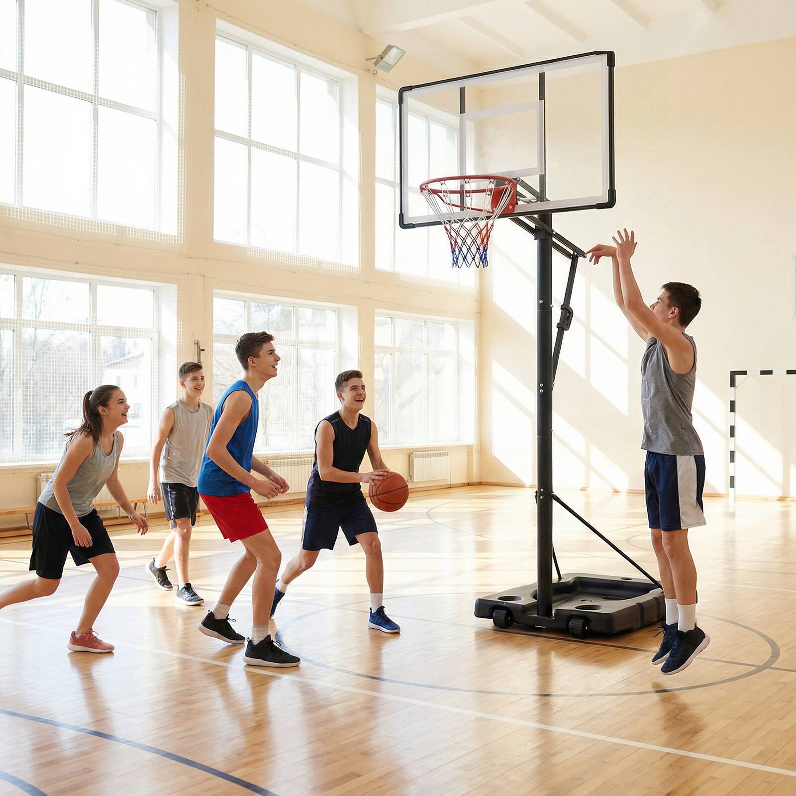 Alt View 4. Gymax - Gymax 10 FT Portable Basketball Hoop w/ Shock Absorbent Rim Fillable Base for Adults - Black.