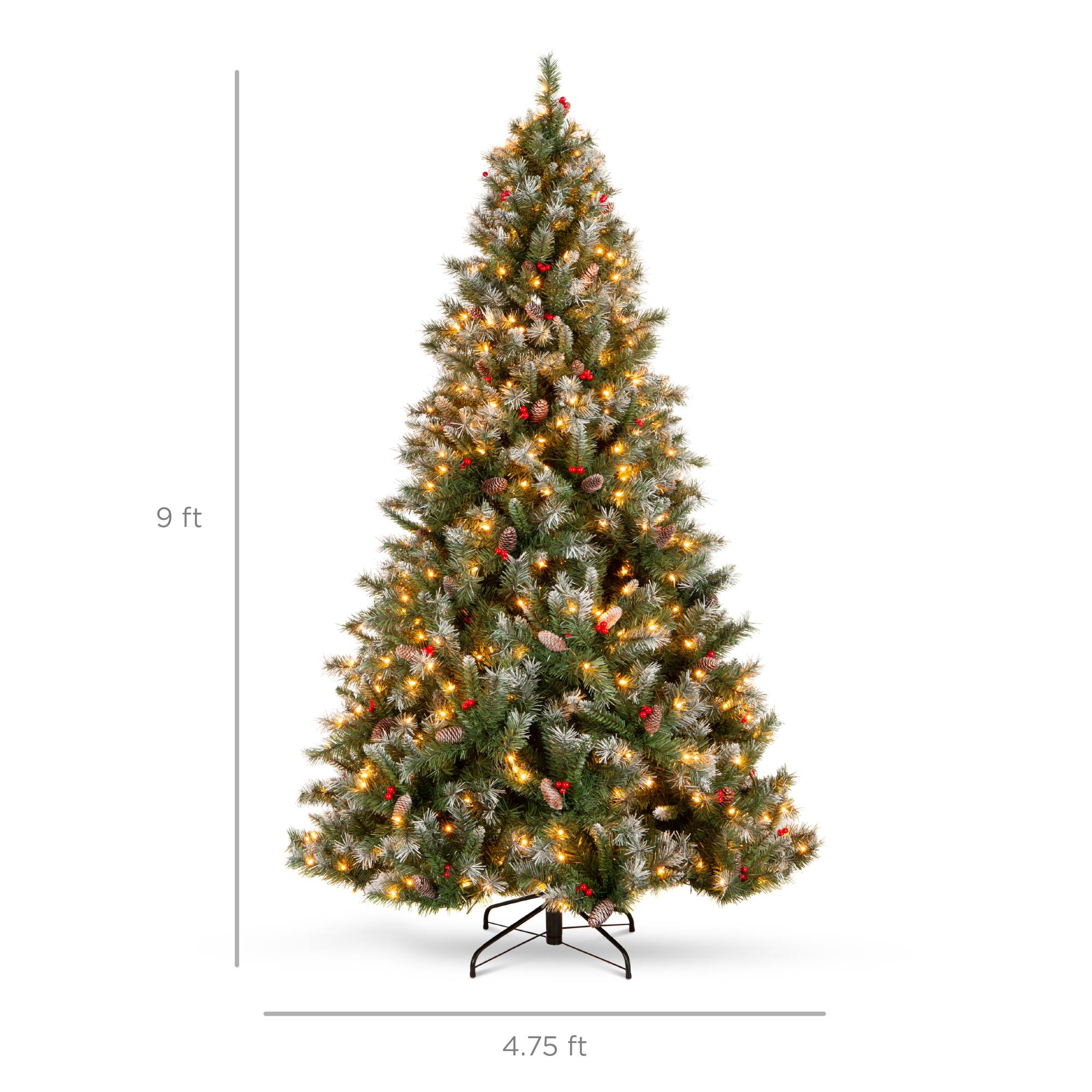 Alt View 6. Best Choice Products - Best Choice Products 9ft Pre-Lit Pre-Decorated Holiday Christmas Tree w/ 2,058 Flocked Tips, 900 Lights, Base - Green.