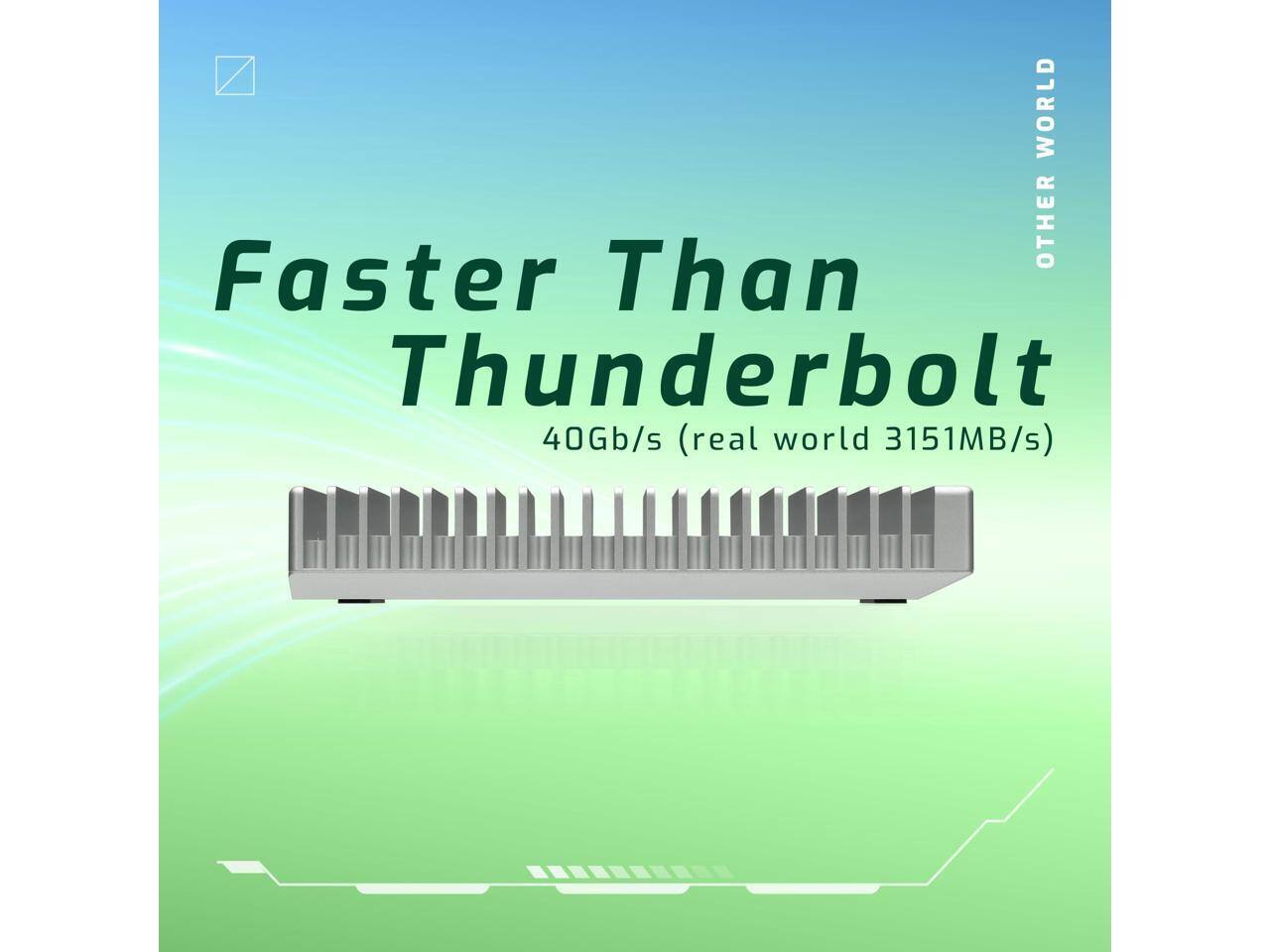 Faster Than Thunderbolt  
40Gb/s (real world 3151MB/s)