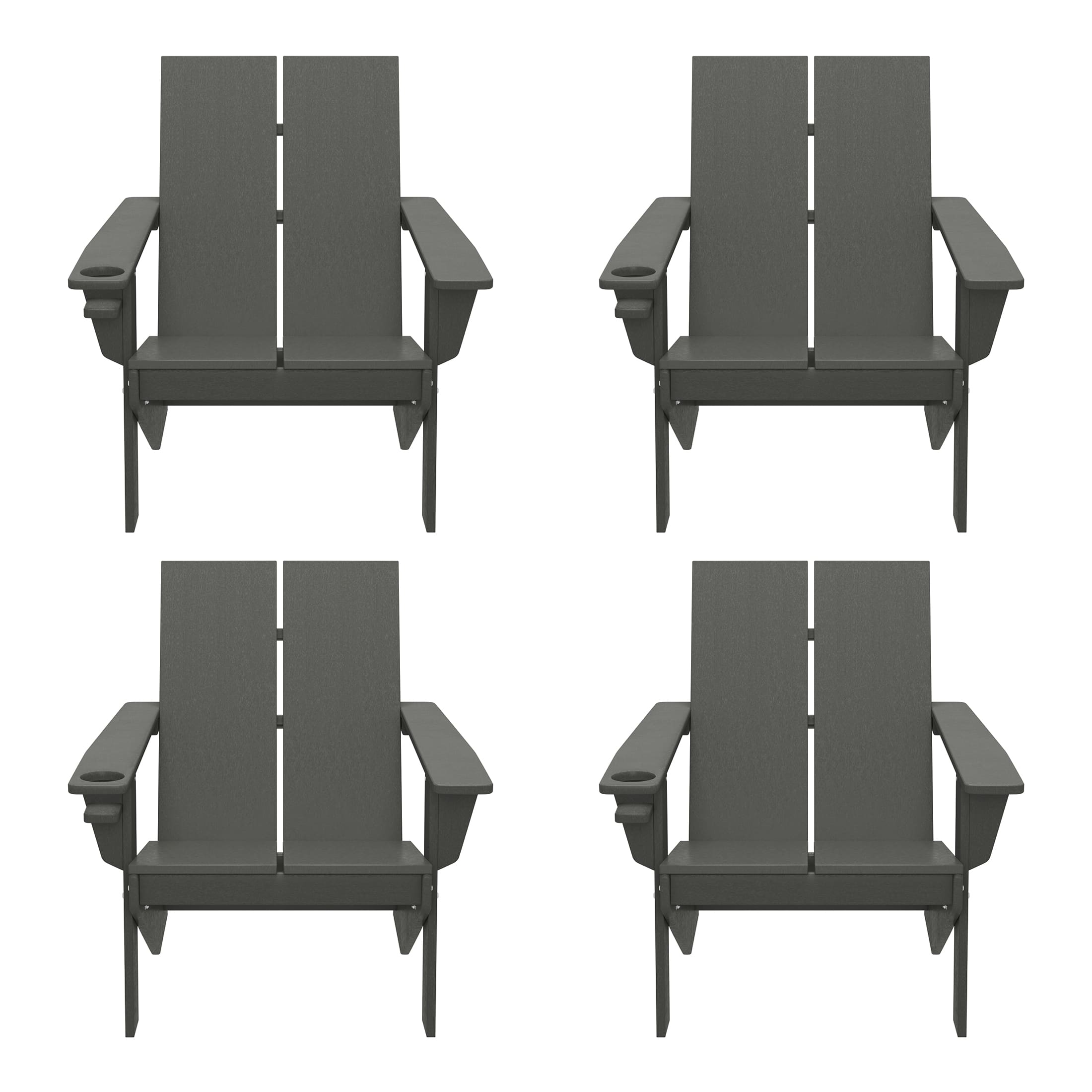 WestinTrends - Riviera Outdoor HDPE Modern Adirondack Chair with Cup Holder (Set of 4) - Gray price history on PriceWatchPro
