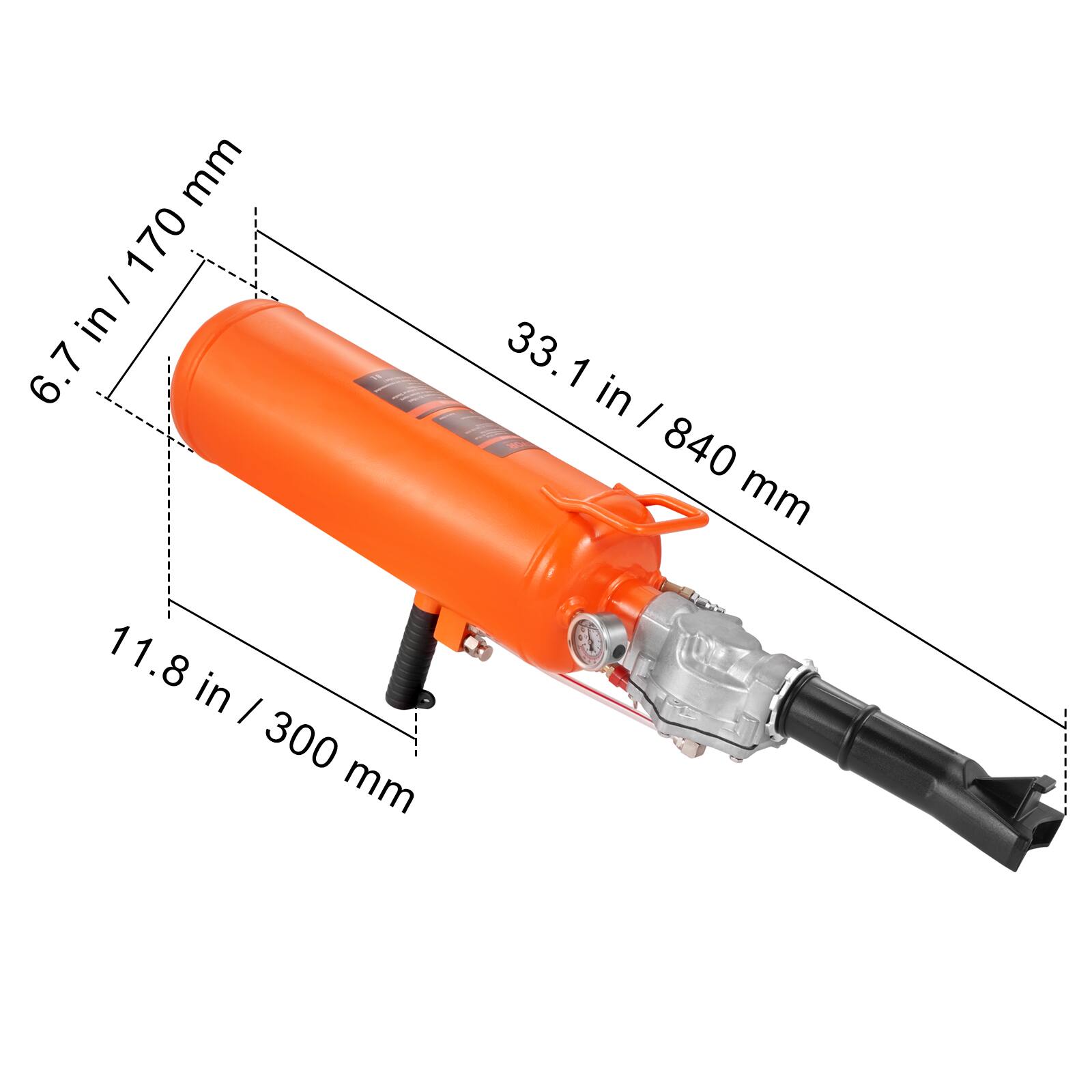 6.7 in / 170 mm  
33.1 in / 840 mm  
11.8 in / 300 mm