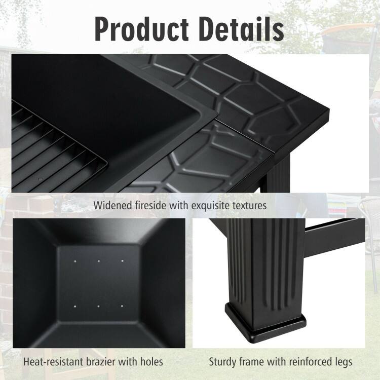 Product Details

- Widened fireside with exquisite textures
- Heat-resistant brazier with holes
- Sturdy frame with reinforced legs