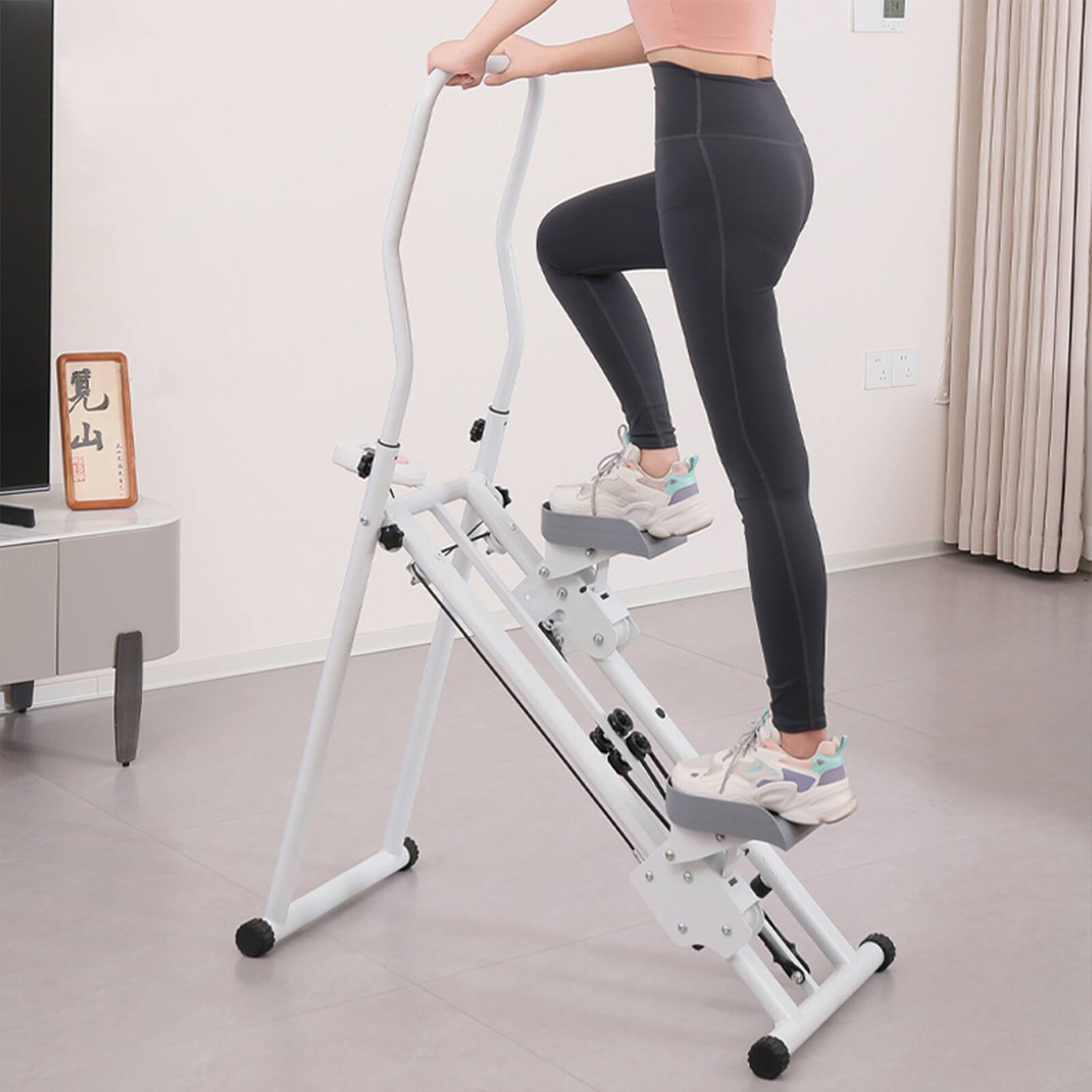 Alt View 2. Topteng - Vertical Climber Machine for Home Gym - Full Body Workout, Low Impact, Adjustable, 300LB Capacity, LCD Display - White.