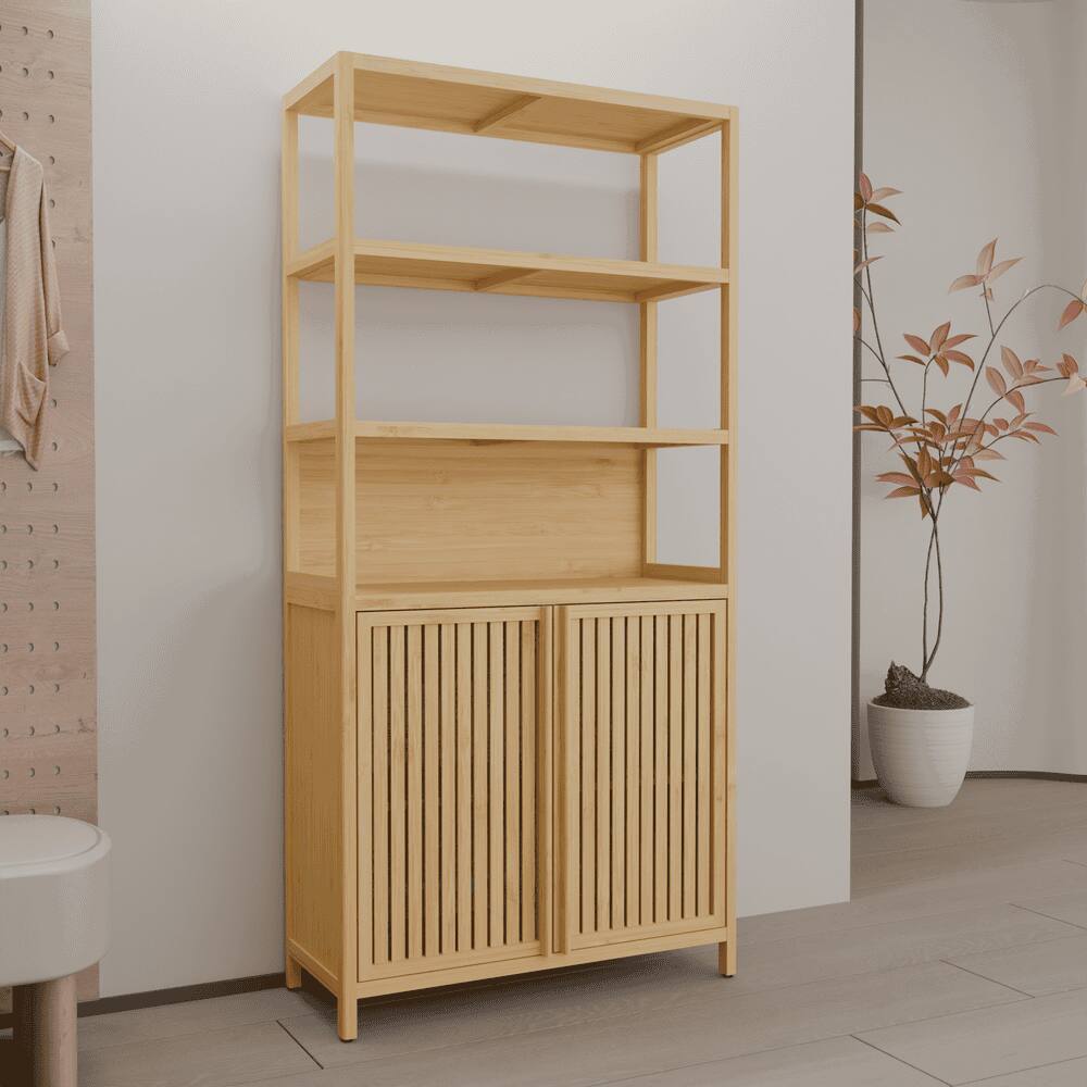 Alt View 5. Kadyn - 38-Inch tall double-door high-capacity multi-scene use storage rack - Brown.