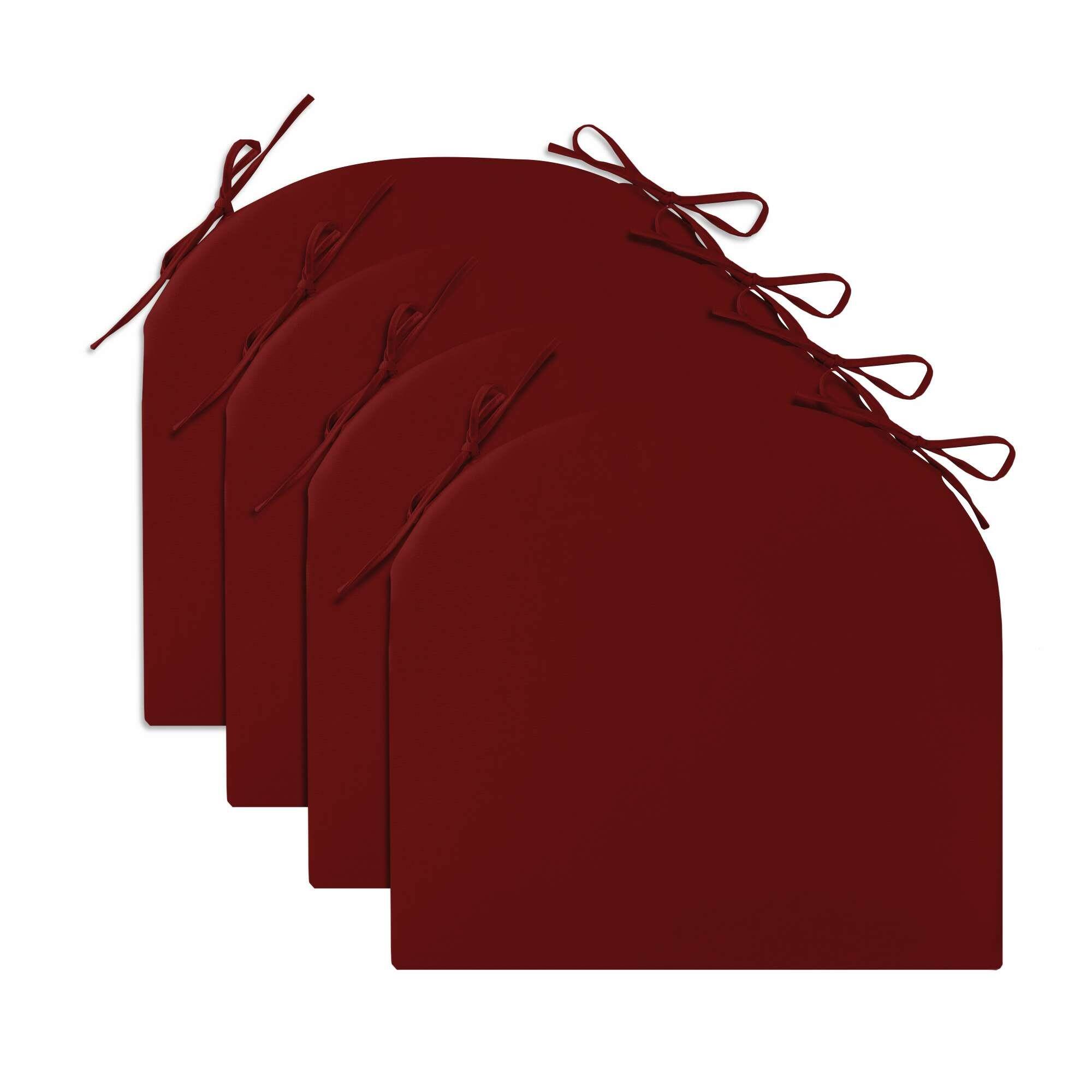 Peace Nest - Waterproof Outdoor Chair Cushions Set of 4 with Ties for Patio - 17x16x2" Round Corner - Red