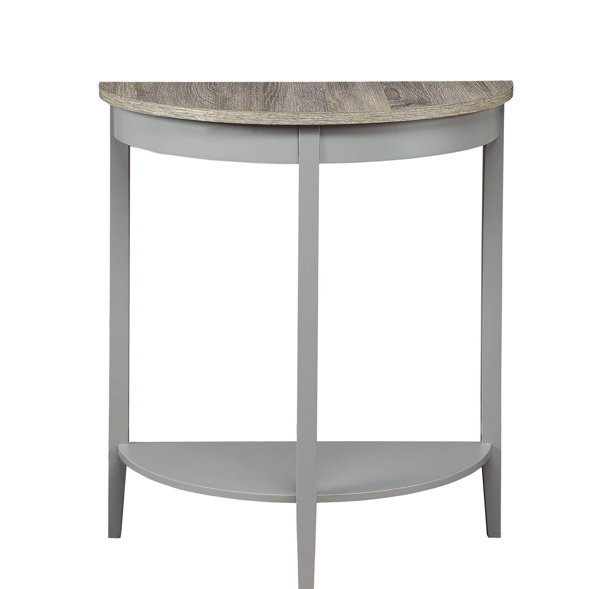 Alt View 4. GOODSILO - Half-Moon Console Table with Storage Shelf in Natural Wood Grain Finish, Entryway Table with Sturdy Legs - Gray,Oak.