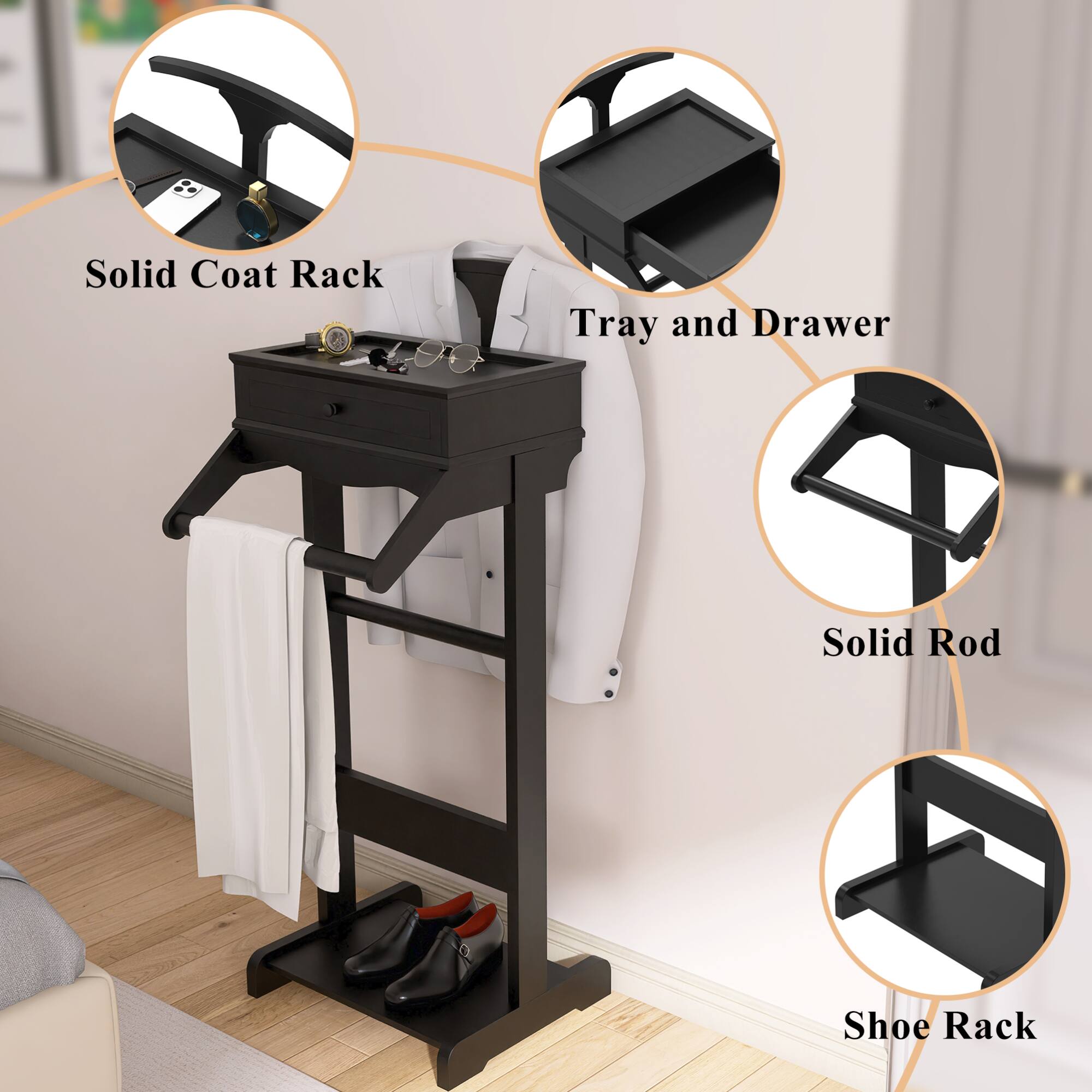 Solid Coat Rack  
Tray and Drawer  
Solid Rod  
Shoe Rack