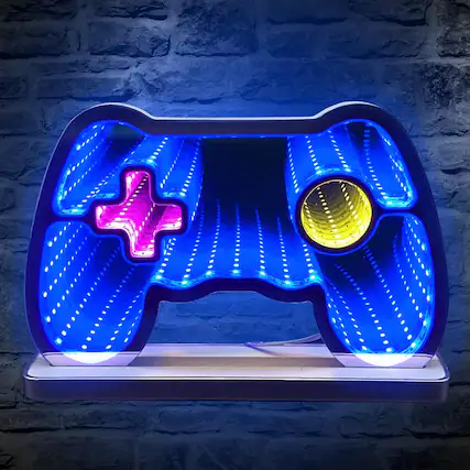 Front. Comfort Essence - Game Neon Sign Mirror By Usb 10 24x6 Led Gaming For Gamer Room Decor Upgrade Your with Stylish Decor: - Default.