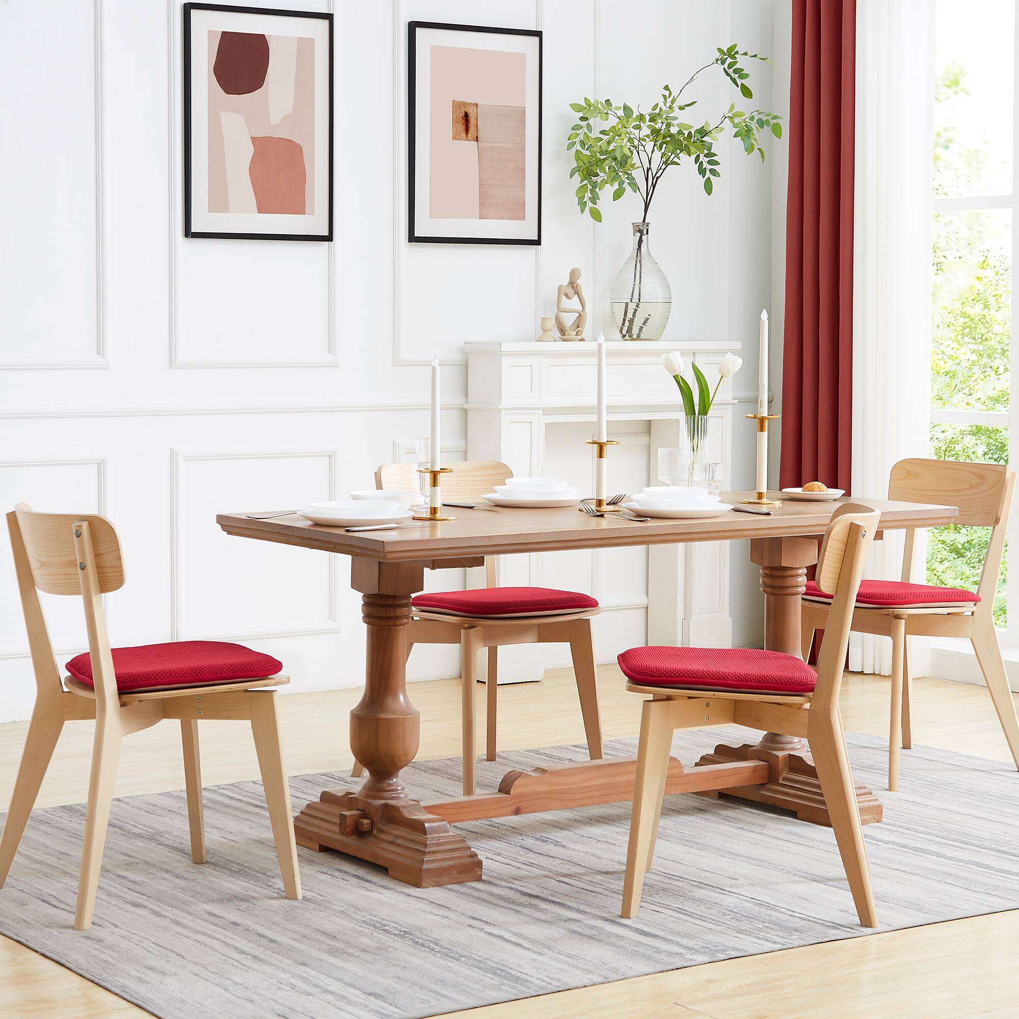 Alt View 2. Sweet Home Collection - Honeycomb Memory Foam No Slip Back 16" x 16" Chair Pad Cushion, 6-Pack - Red.