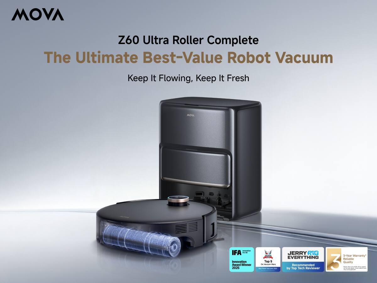 MOVA Z60 Ultra Roller Complete  
The Ultimate Best-Value Robot Vacuum  
Keep It Flowing, Keep It Fresh  

MOVA - IFA - Innovation Award Winner 2025  
aida Top 5 in AU  

JERRY RIG  
5-Year Warranty  
EVERYTHING Reliable by Top Recommended Tech Reviewer  
3 Quality