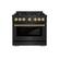 Angle. ZLINE - ZLINE Autograph 36" Select Dual Fuel Black Stainless Range w/ Bronze Accents (HDRBZ-36-CB) - Black.