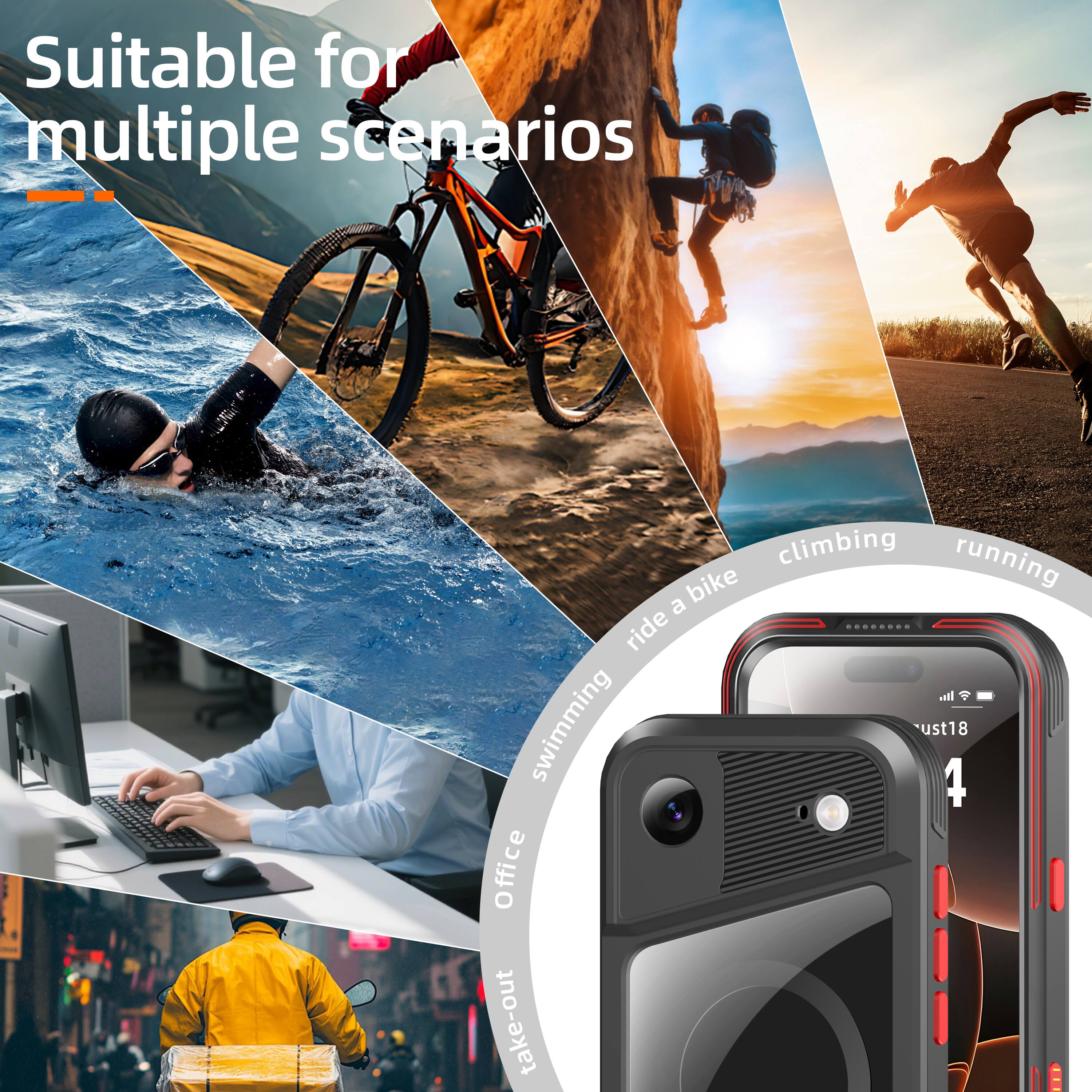 Suitable for multiple scenarios: climbing, running, bike ride, swimming, Office, take-out