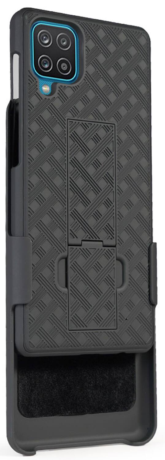 Alt View 8. Nakedcellphone - Case with Stand and Belt Clip Holster for Samsung Galaxy A12 5G - Black.