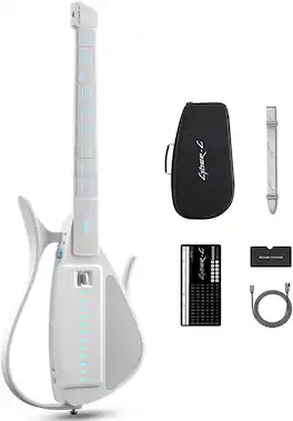 Enya CYBER-G Stringless Smart Guitar,Portable Travel Guitar with App Controlled Chords,Quick-Learn for Beginners - White