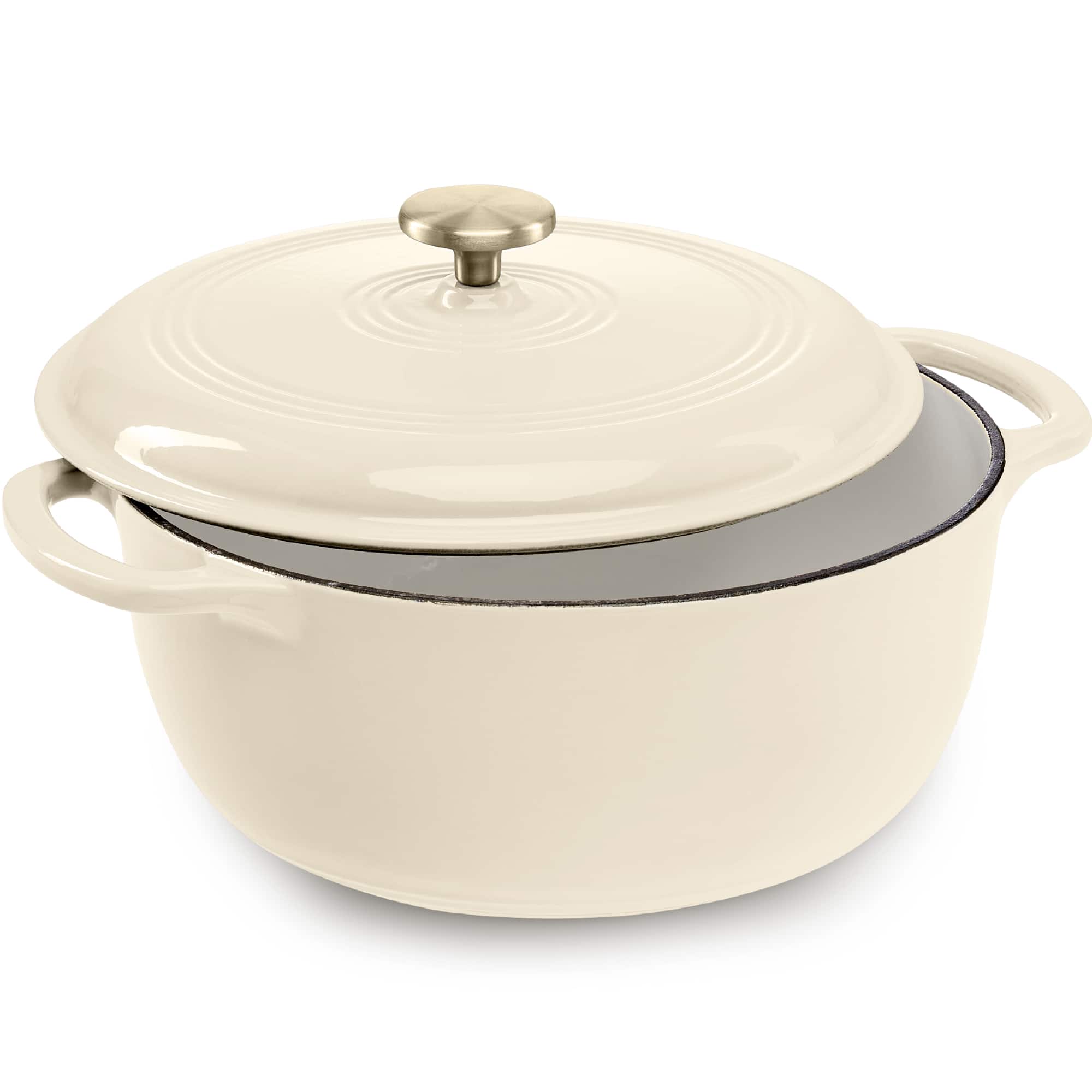 Front. Best Choice Products - Best Choice Products 6 Quart Cast-Iron Dutch Oven, Heavy-Duty Kitchenware w/ Enamel, Side Handles - Vanilla Buttercream - Vanilla Buttercream.