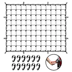 Front. Mockins - 50 in. x 36 in. Black Bungee Cord Cargo Net (Stretches to 100 in. x 75 in.).