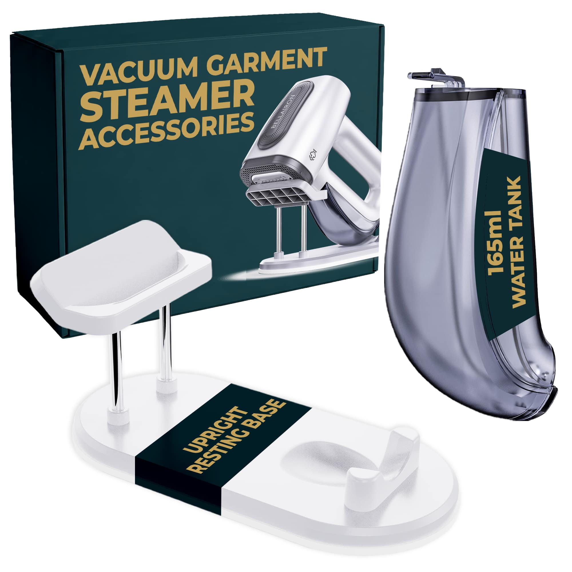 VACUUM GARMENT STEAMER ACCESSORIES  
165ml WATER TANK  
UPRIGHT RESTING BASE