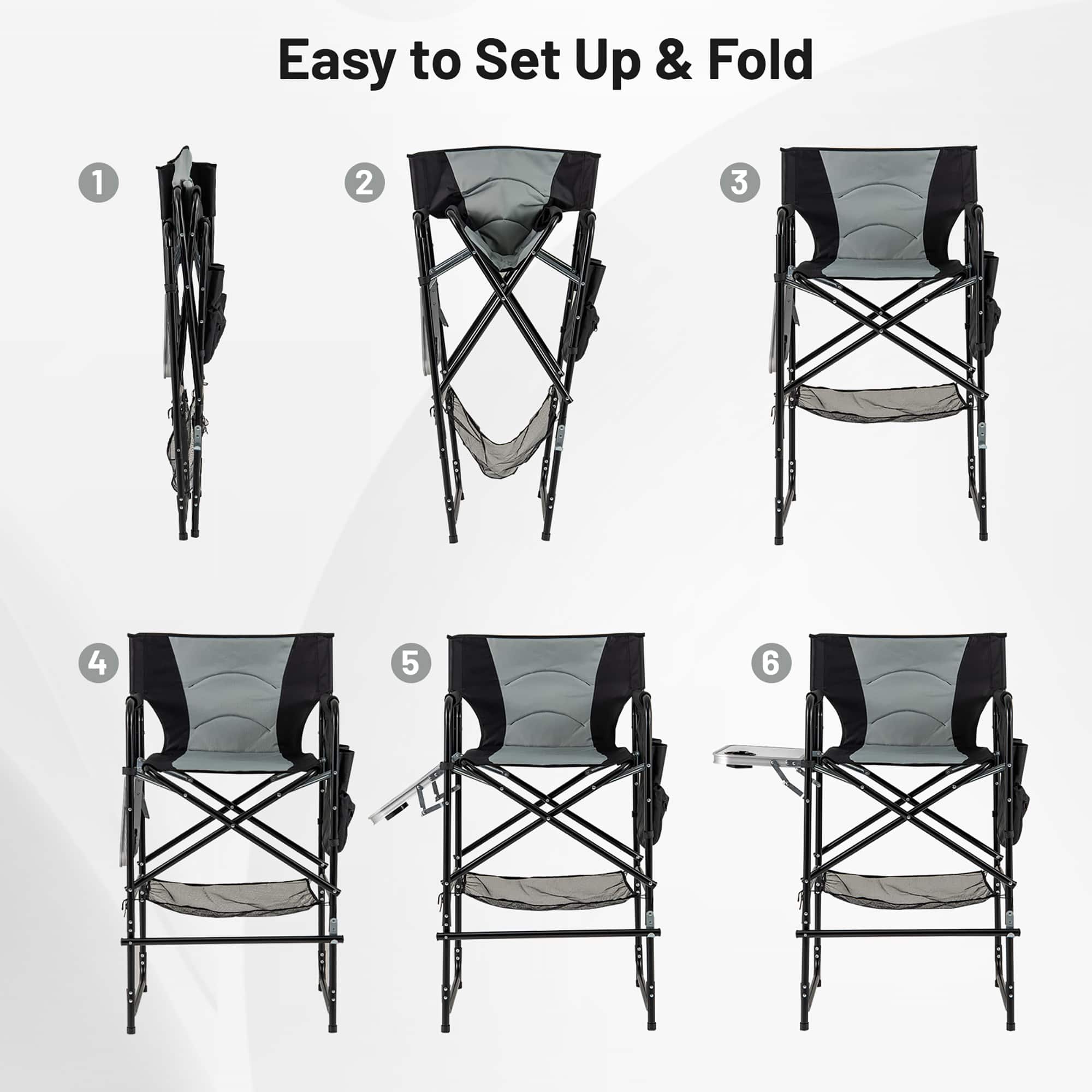 Gymax 46'' Tall Directors Chair w/ Foldable Side Table & Footrest