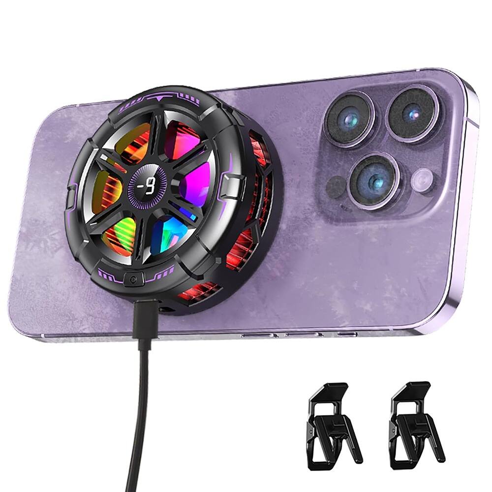 Front. ACJPR - Cell Phone Cooler with RGB Fan and Heatsink, Magnetic Cooling Case for iPhone, Samsung, and Android Devices - K21.