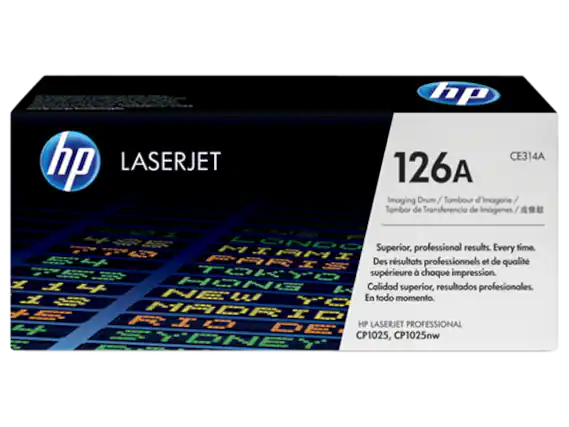 hp LASERJET
126A CE314A
Imaging Drum / Tambour d'Imagerie / Tómbor de Transferencia de Imágenes / 成像鼓
Superior, professional results. Every time.
Des résultats professionnels et de qualité supérieure à chaque impression.
Calidad superior, resultados profesionales.
En todo momento.
HP LASERJET PROFESSIONAL
CP1025, CP1025nw